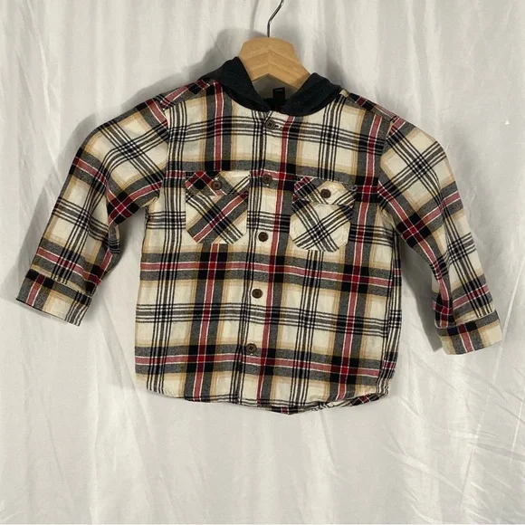Art Class Toddler Boy Hooded Flannel Long Sleeve Button Up Shirt Size 2T - Picture 1 of 16